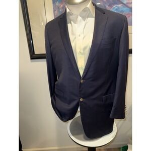 Samuelsohn Navy Super 110's Wool Crest 2 Button Single Breasted Sport Coat 46L